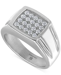 Blackjack Men's Cubic Zirconia Cluster Ring Set in Black Ion-Plated Stainless Steel
