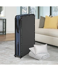 Nautica Folding Foldaway Extra Portable Guest Bed Cot with Gel Lux Foam Mattress- Single