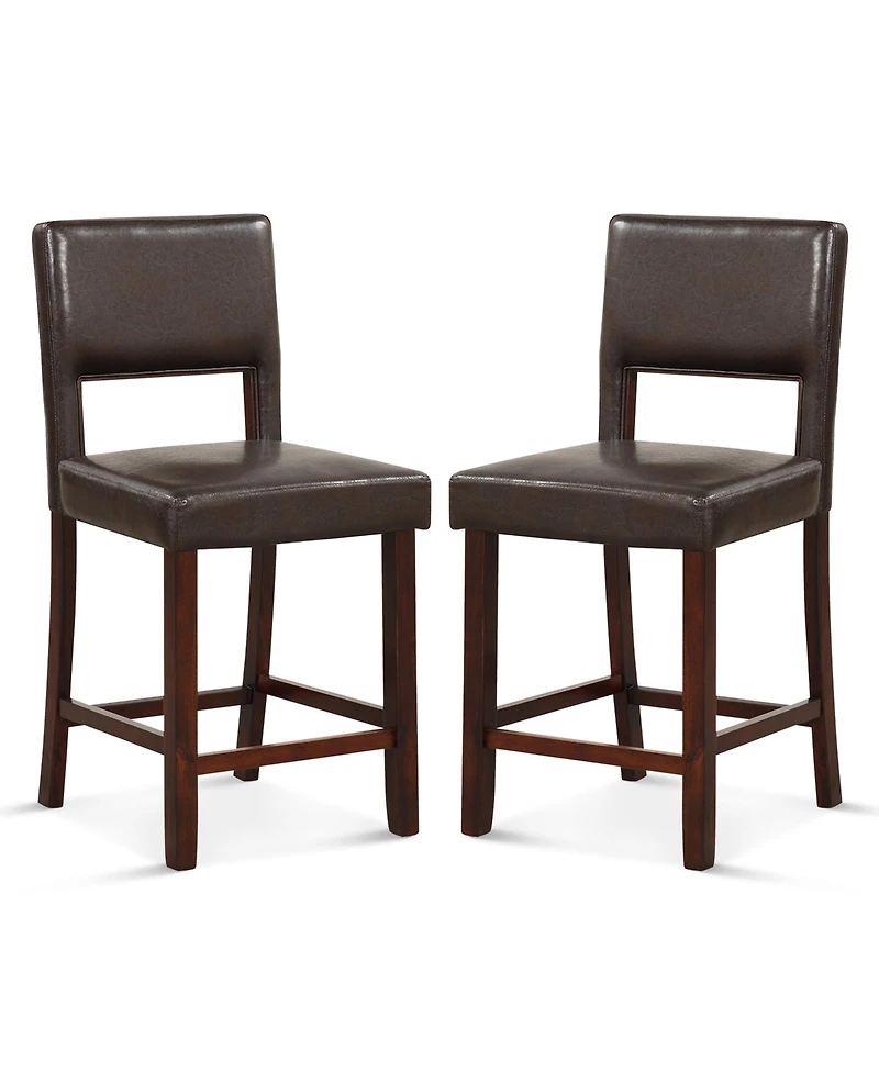 Set of 2 Upholstered Bar Stools 24.5'' Dining Chairs with Back