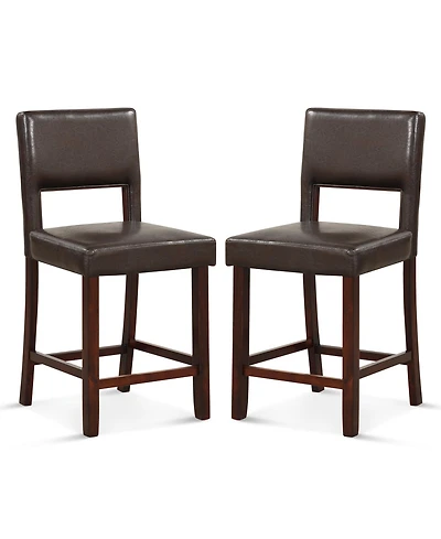 Set of 2 Upholstered Bar Stools 24.5'' Dining Chairs with Back
