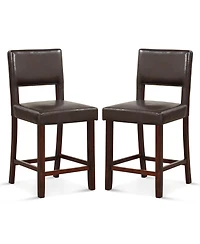 Set of 2 Upholstered Bar Stools 24.5'' Dining Chairs with Back