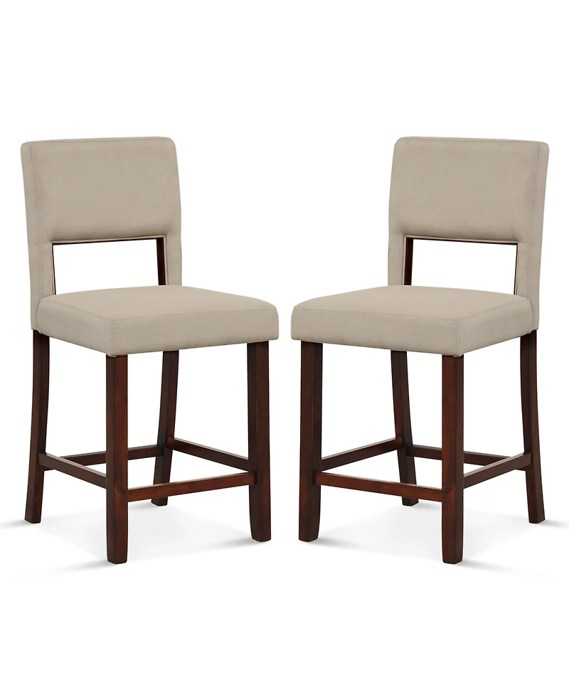 Set of 2 Upholstered Bar Stools 24.5'' Dining Chairs with Back