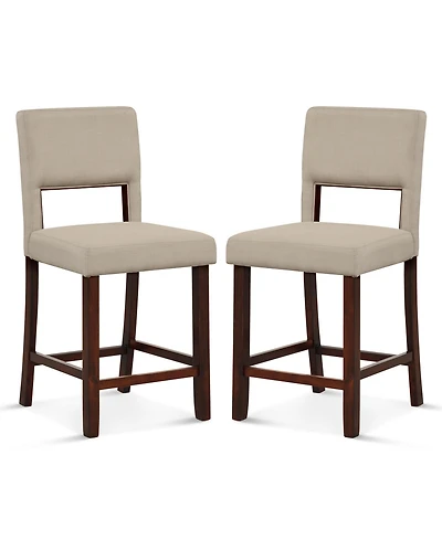 Set of 2 Upholstered Bar Stools 24.5'' Dining Chairs with Back