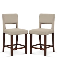 Set of 2 Upholstered Bar Stools 24.5'' Dining Chairs with Back