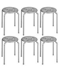 Costway Set of 6 Stackable Metal Stool Set Daisy Backless Round Top Kitchen