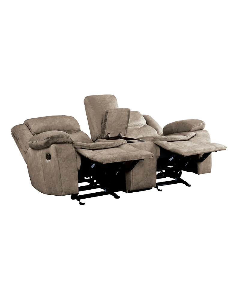 White Label Veloce 79" Double Glider Reclining Loveseat with Console