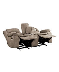 White Label Veloce 79" Double Glider Reclining Loveseat with Console