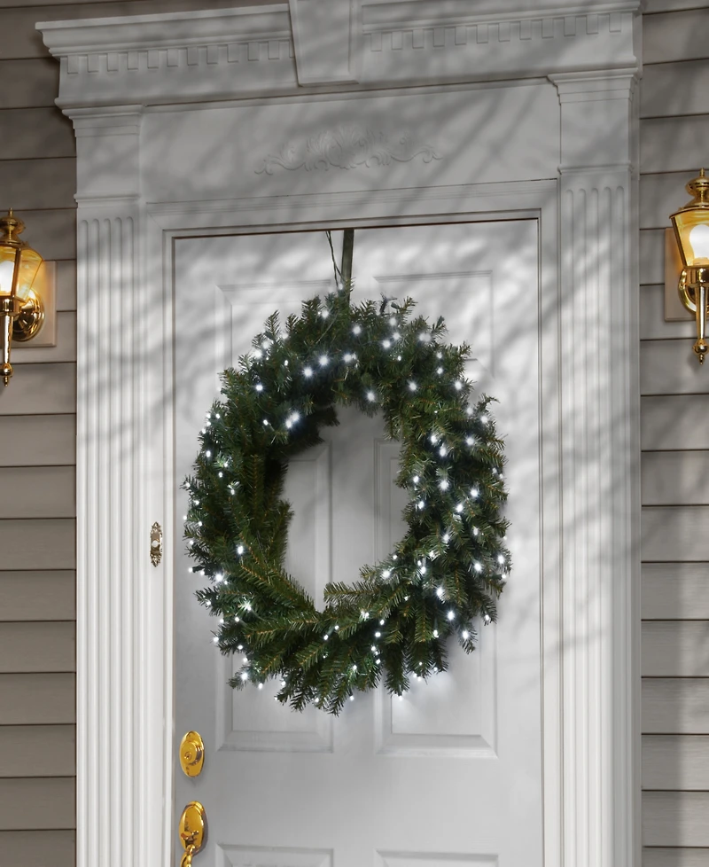National Tree Company 30" Memory-Shape Norwood Fir Wreath with Led Lights
