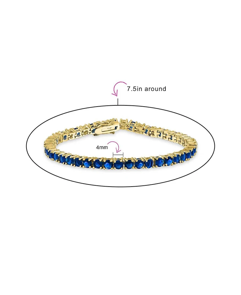 Bling Jewelry Classic 12CTW Prong Basket Set Round Cubic Zirconia Solitaire Cz Tennis Bracelet Gold Plated 7.5 Inch