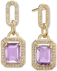 Amethyst (4-3/8 ct. t.w.) & White Topaz (1-1/6 Framed Dangle Drop Earrings 14k Gold-Plated Sterling Silver (Also Sky Blue Topaz, Onyx