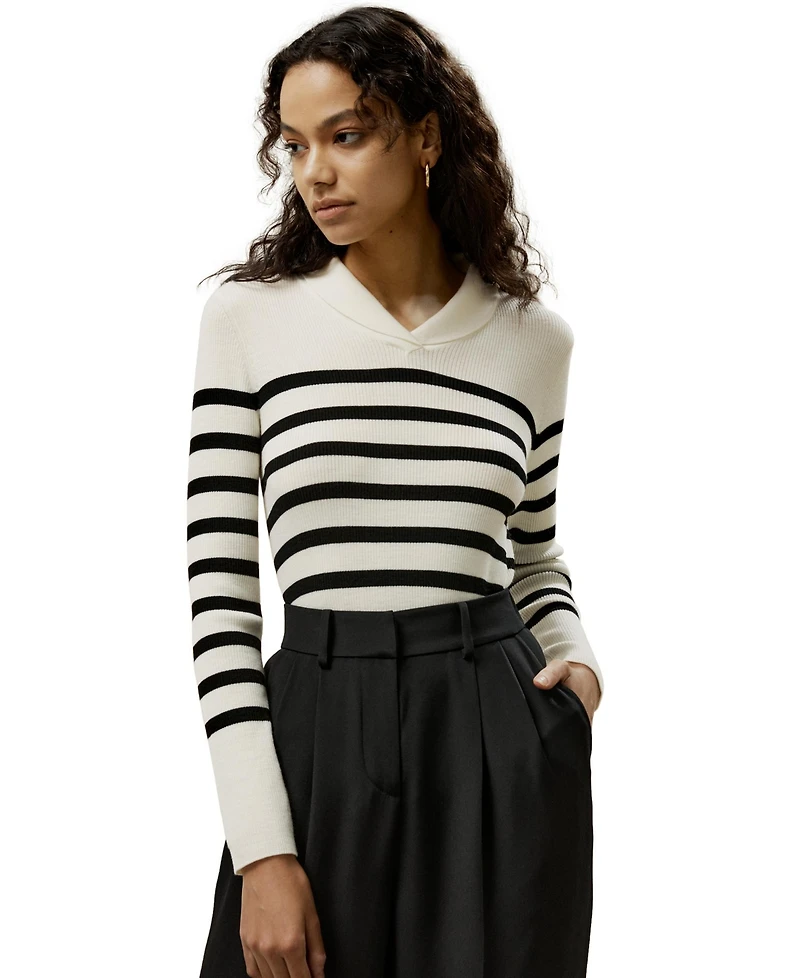 Lilysilk Women's Striped Ultra-fine Wool Sweater