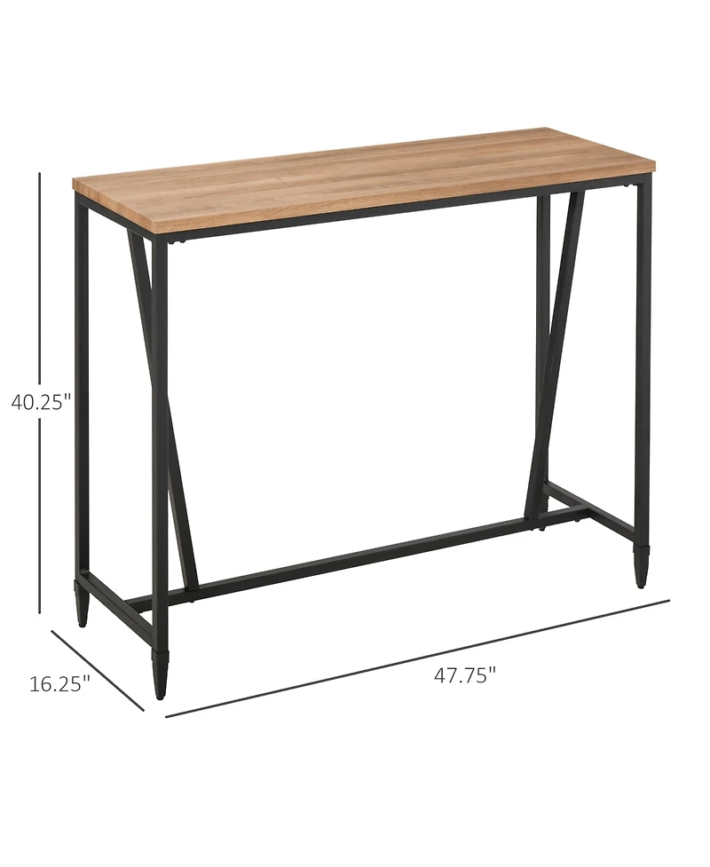 Homcom Rustic Industrial Bar Table with Metal Legs & Large Tabletop for Home Bar