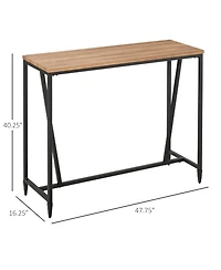 Homcom Rustic Industrial Bar Table with Metal Legs & Large Tabletop for Home Bar