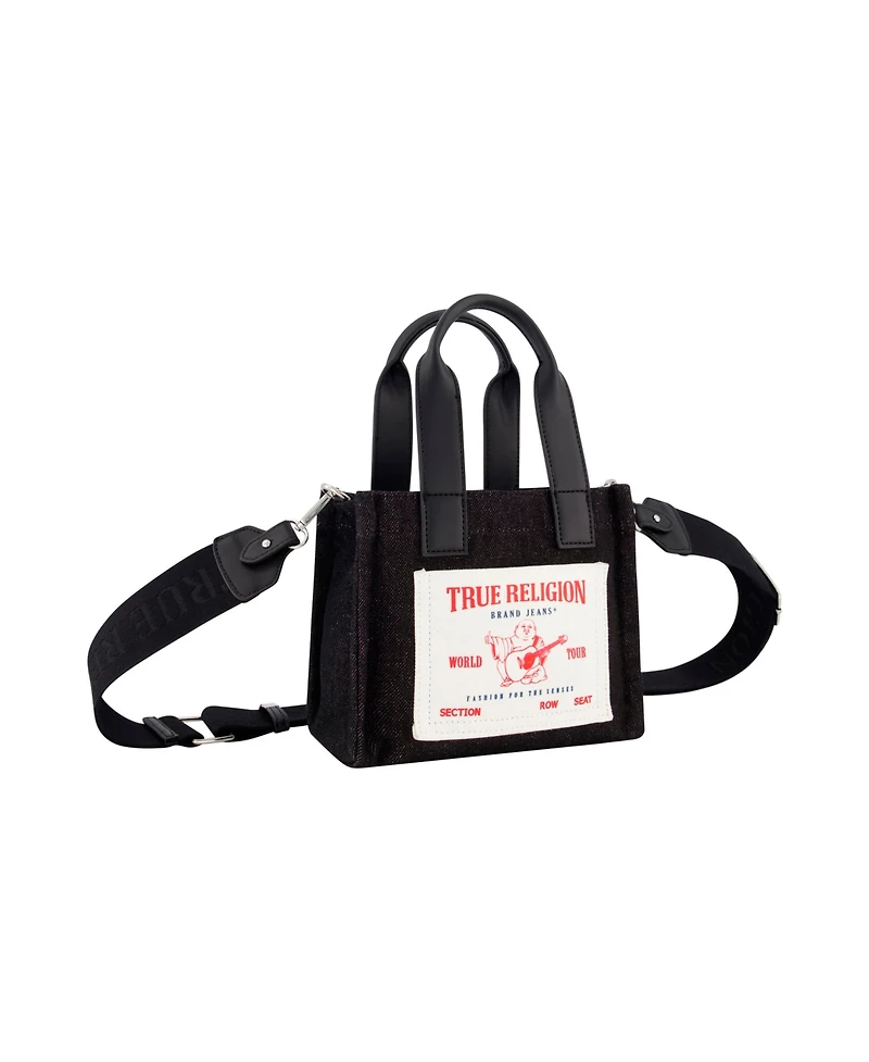 True Religion Mini Black Denim Tote Bag
