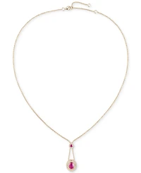 Ruby (1-1/2 ct. t.w.) & Diamond (1/3 ct. t.w.) Halo Lariat Necklace in 14k Gold, 16-18"