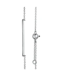 Bling Jewelry Thin Minimalist Sideways Horizontal Round Station Bar Pendant Necklace Sterling Silver