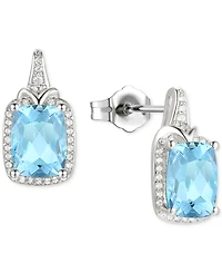 Amethyst (2-1/6 ct. t.w.) & Lab-Grown White Sapphire (1/4 Halo Stud Earrings 14k Gold-Plated Sterling Silver (Also Additional Gemstone