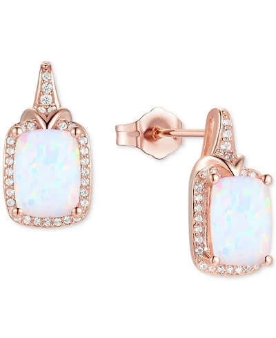 Amethyst (2-1/6 ct. t.w.) & Lab-Grown White Sapphire (1/4 Halo Stud Earrings 14k Gold-Plated Sterling Silver (Also Additional Gemstone