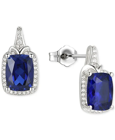 Amethyst (2-1/6 ct. t.w.) & Lab-Grown White Sapphire (1/4 ct. t.w.) Halo Stud Earrings in 14k Gold-Plated Sterling Silver (Also in Additional Gemstone