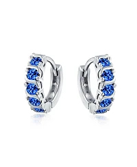 Bling Jewelry Round Solitaire Cubic Zirconia Cz S-Style Wave Kpop Huggie Hoop Earrings Sterling Silver