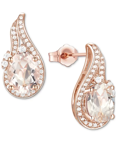 Amethyst (2-1/20 ct. t.w.) & Lab-Grown White Sapphire (3/8 Swirl Stud Earrings 14k Gold-Plated Sterling Silver (Also Additional Gemsto