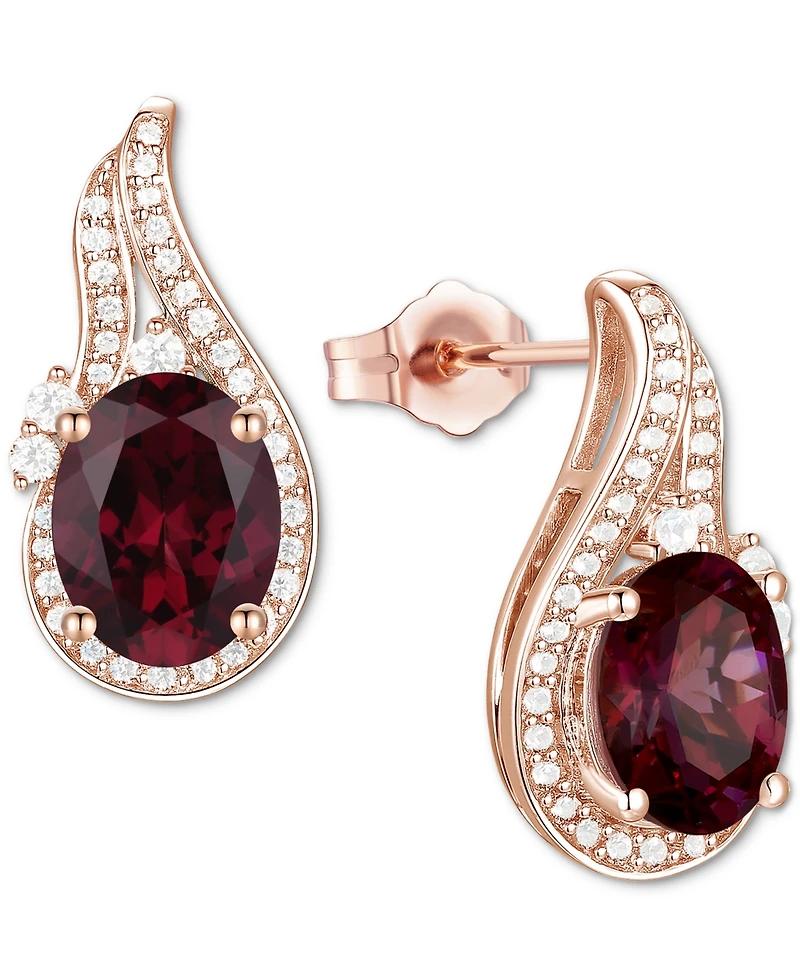 Amethyst (2-1/20 ct. t.w.) & Lab-Grown White Sapphire (3/8 Swirl Stud Earrings 14k Gold-Plated Sterling Silver (Also Additional Gemsto