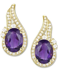Amethyst (2-1/20 ct. t.w.) & Lab-Grown White Sapphire (3/8 Swirl Stud Earrings 14k Gold-Plated Sterling Silver (Also Additional Gemsto