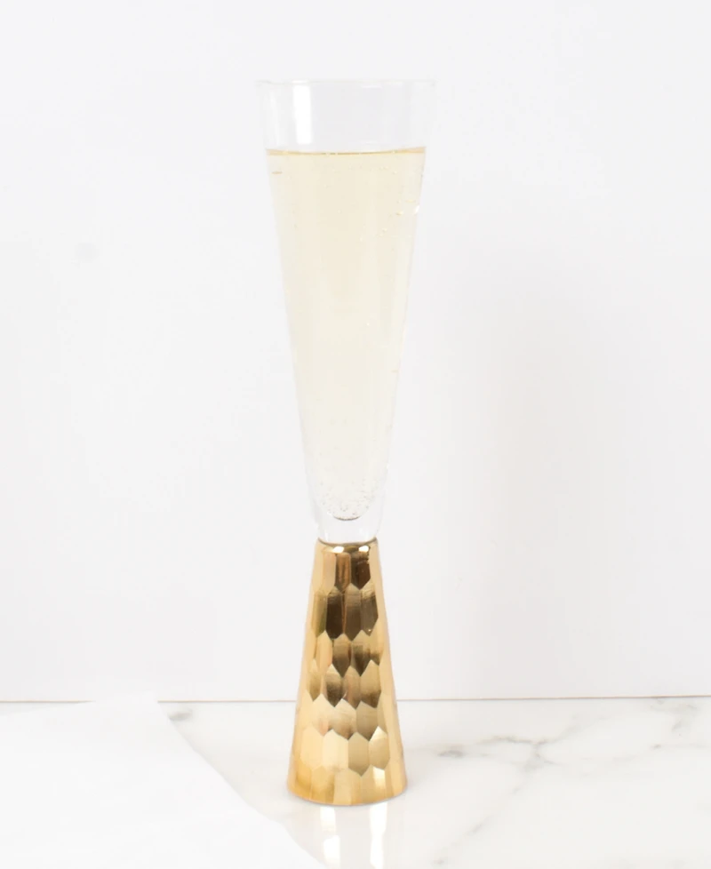 8 Oak Lane Glass Hammered Champagne Flute, 4 Piece Set