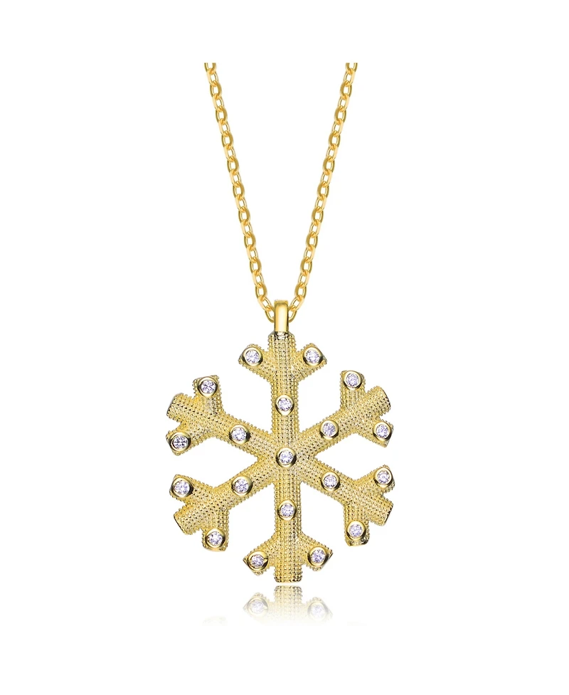 Sterling Silver Cubic Zirconia Snowflake Pendant