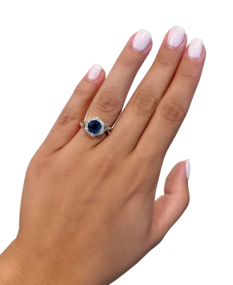 Le Vian Grape Amethyst (1-3/4 ct. t.w.) & Diamond (3/8 Halo Twist Ring 14k Rose Gold (Also Deep Sea Blue Topaz)