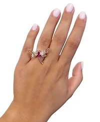 Le Vian Multi-Gemstone (3/8 ct. t.w.) & Diamond (1/6 ct. t.w.) Dragonfly Ring in 14k Rose Gold