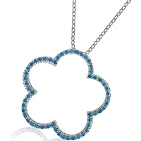 Sterling Silver Cubic Zirconia Large Open Flower Shape Necklace