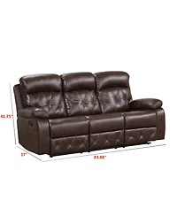 Furniture of America Wallace 84" Faux Leather Manual Recliner Sofa