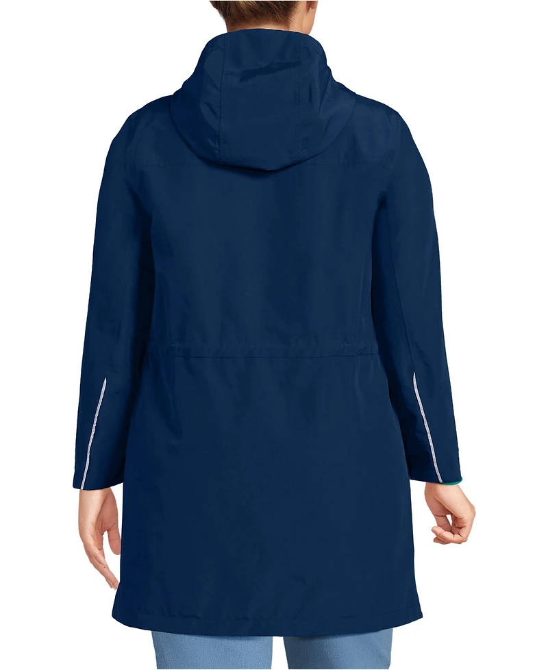 Lands' End Women's Plus Size Squall Hooded Waterproof Raincoat