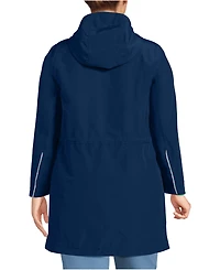 Lands' End Women's Plus Size Squall Hooded Waterproof Raincoat