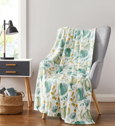 Kate Aurora Teal Halloween Harvest Pumpkins Oversized Blanket Accent Throw - 50 in. W x 70 in. L