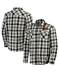 Men's Darius Rucker Collection by Fanatics Black, Natural South Carolina Gamecocks Plaid Flannel Long Sleeve Button-Up Shirt