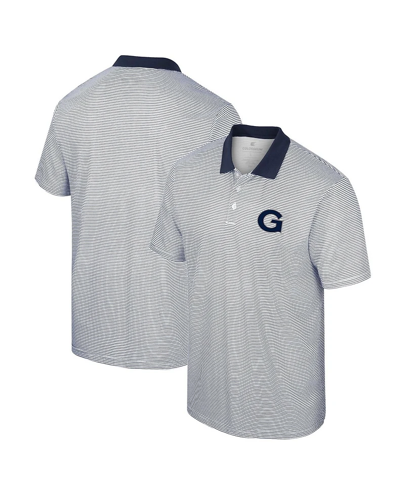 Men's Colosseum White Georgetown Hoyas Print Stripe Polo Shirt