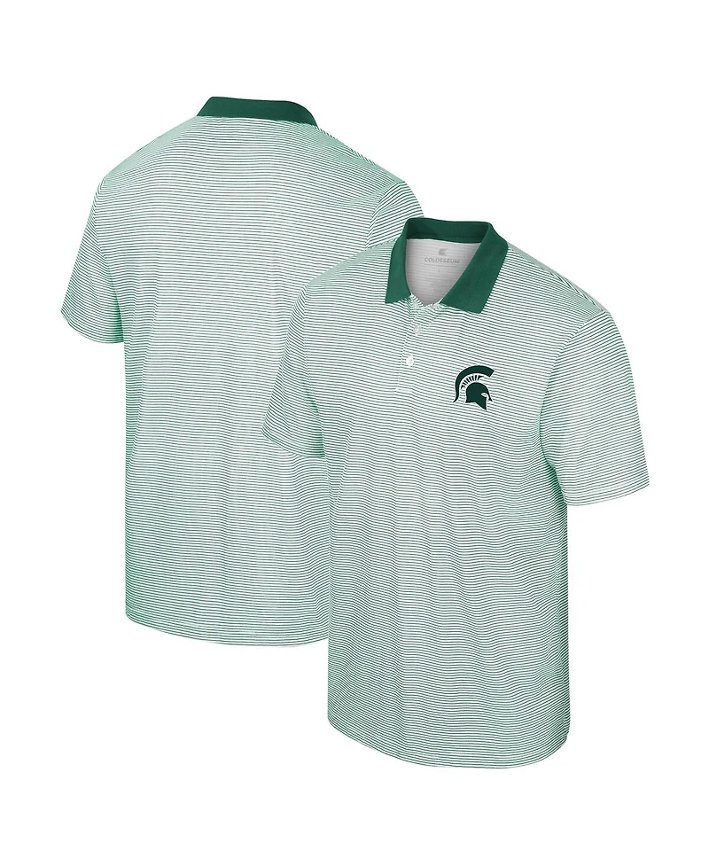 Men's Colosseum White Michigan State Spartans Print Stripe Polo Shirt