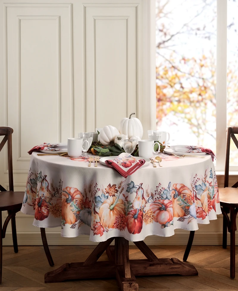 Elrene Botanical Harvest Pumpkin Engineered Tablecloth