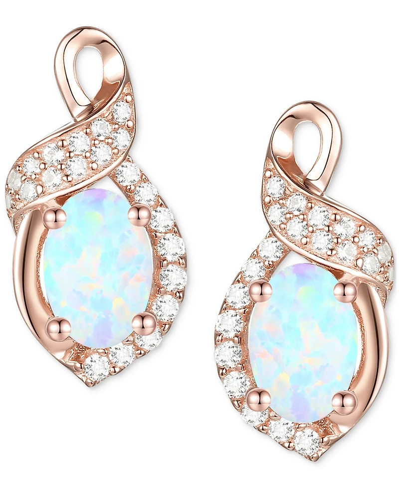 Amethyst (3/4 ct. t.w.) & Lab-Grown White Sapphire (1/6 Oval Swirl Stud Earrings Sterling Silver (Also Additional Gemstones)