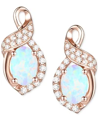 Amethyst (3/4 ct. t.w.) & Lab-Grown White Sapphire (1/6 Oval Swirl Stud Earrings Sterling Silver (Also Additional Gemstones)