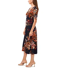 Msk Women's Printed Button-Front Midi Dress