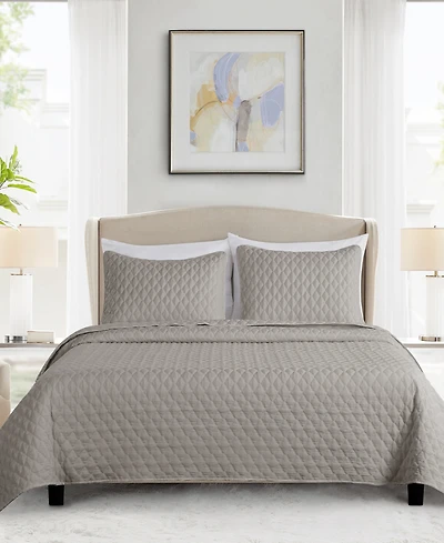 Closeout! Videri Home Diamond Stitched 3 Piece Quilt Set, King
