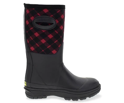 Womens Buffalo Check Neoprene Mid Cold Weather Boot