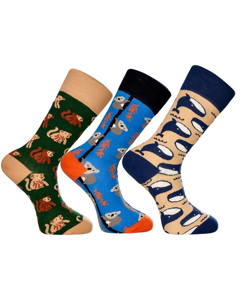 Love Sock Company Men's Aussie Novelty Luxury Crew Socks Bundle Fun Colorful with Seamless Toe Design, Pack of 3