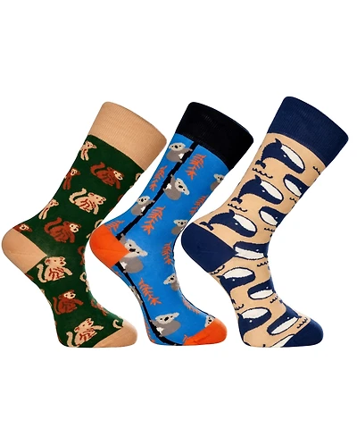 Love Sock Company Men's Aussie Novelty Luxury Crew Socks Bundle Fun Colorful with Seamless Toe Design, Pack of 3