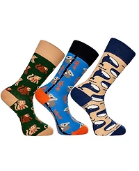 Love Sock Company Men's Aussie Novelty Luxury Crew Socks Bundle Fun Colorful with Seamless Toe Design, Pack of 3