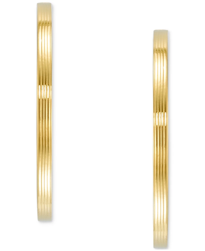 Textured C-Hoop Earrings 14k Gold Vermeil over Sterling Silver, 2-1/4" (Also Silver)