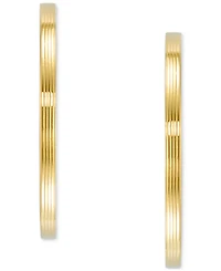 Textured C-Hoop Earrings 14k Gold Vermeil over Sterling Silver, 2-1/4" (Also Silver)
